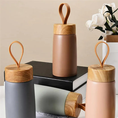 The Ember Mini Thermos | Retro Wood-Grain Stainless Steel Travel Cup