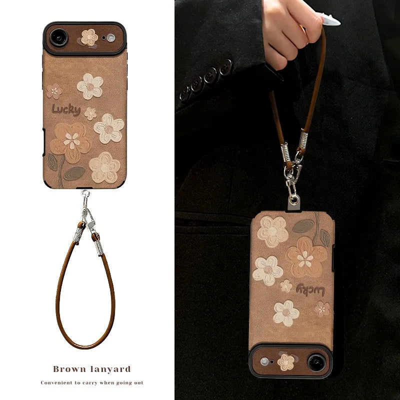 The Luck Flower | Vintage Silicone Phone Case with Wrist Strap