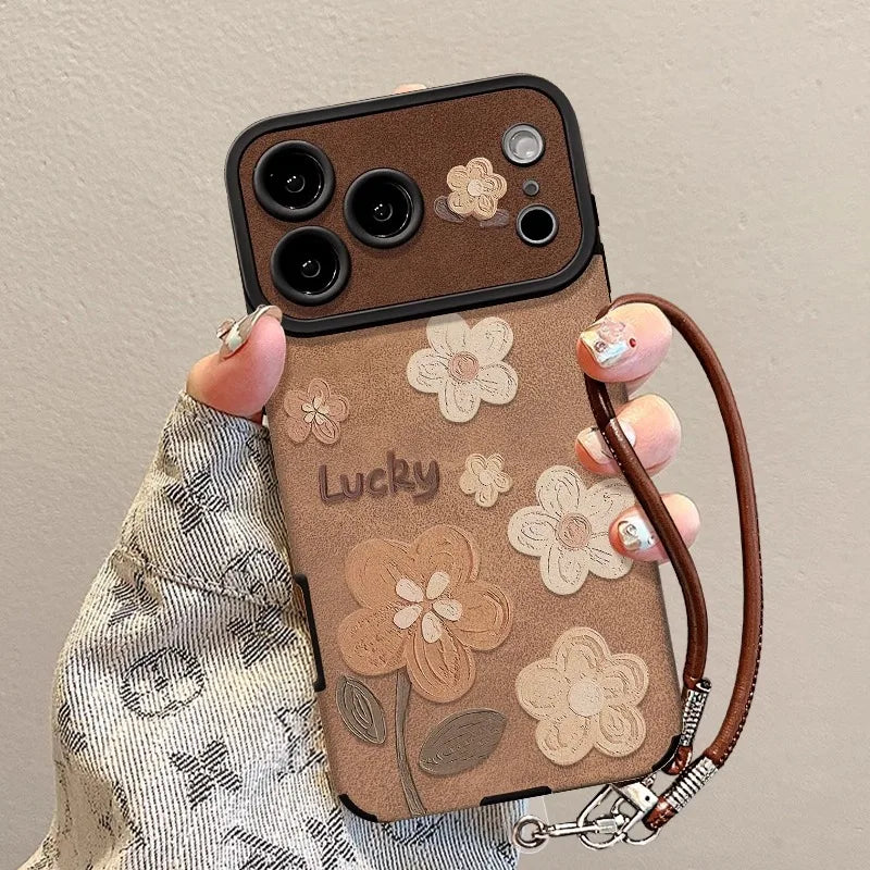 The Luck Flower | Vintage Silicone Phone Case with Wrist Strap