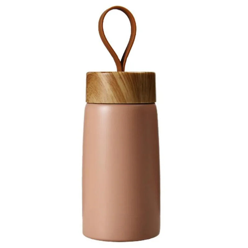 The Ember Mini Thermos | Retro Wood-Grain Stainless Steel Travel Cup