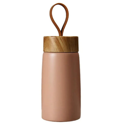 The Ember Mini Thermos | Retro Wood-Grain Stainless Steel Travel Cup
