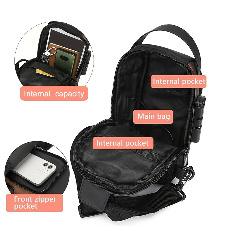 The Explorer | Vintage Oxford Crossbody Sling Bag with USB Port