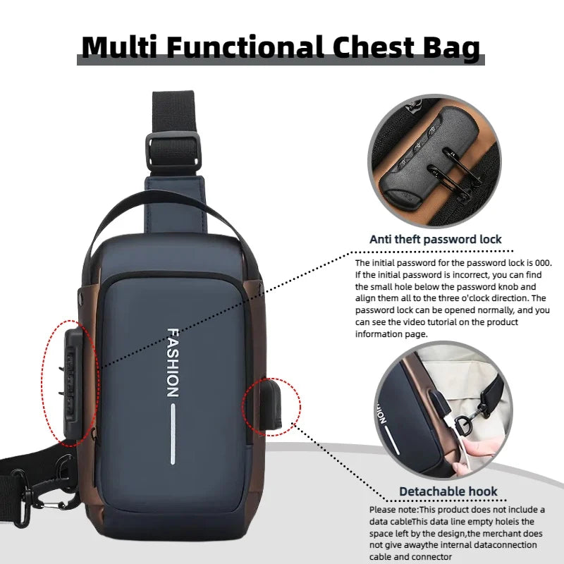 The Explorer | Vintage Oxford Crossbody Sling Bag with USB Port