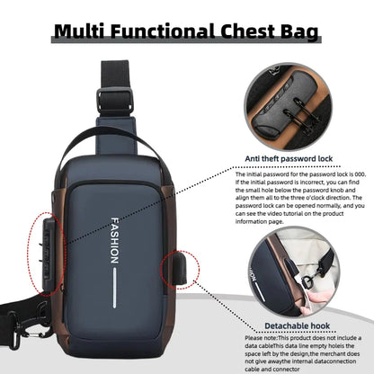 The Explorer | Vintage Oxford Crossbody Sling Bag with USB Port