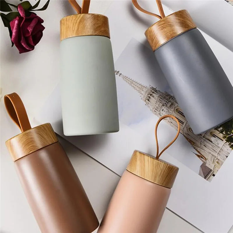 The Ember Mini Thermos | Retro Wood-Grain Stainless Steel Travel Cup