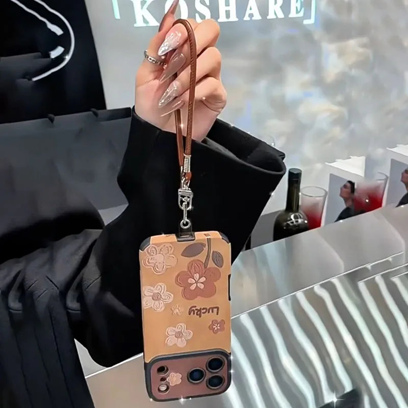 The Luck Flower | Vintage Silicone Phone Case with Wrist Strap