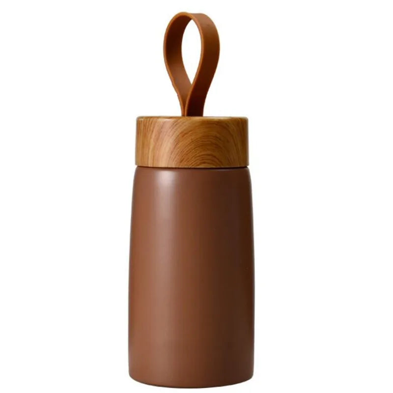 The Ember Mini Thermos | Retro Wood-Grain Stainless Steel Travel Cup