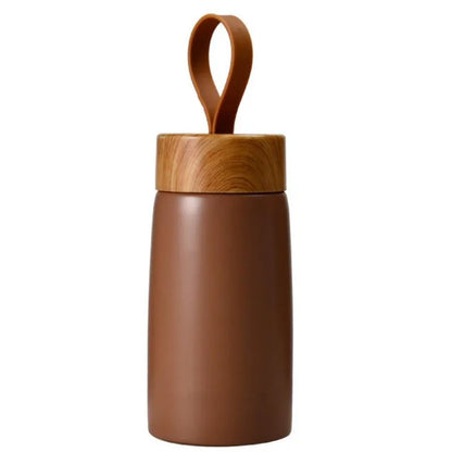 The Ember Mini Thermos | Retro Wood-Grain Stainless Steel Travel Cup