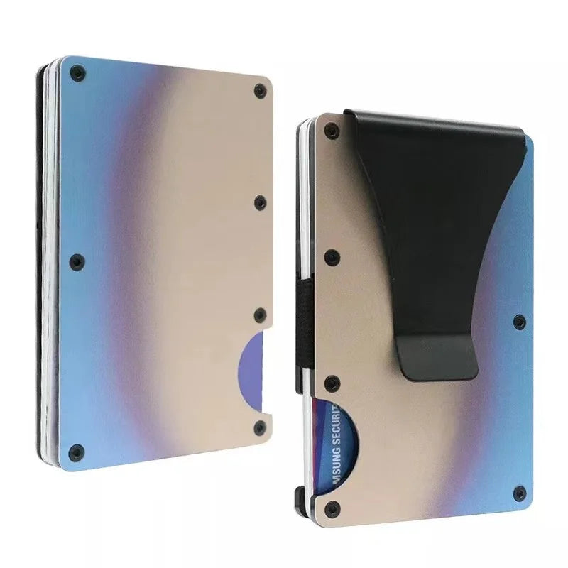 RFID Aluminum Wallet | Easily Removable Money & Cards, Minimalist Slim Credit Card Holder
